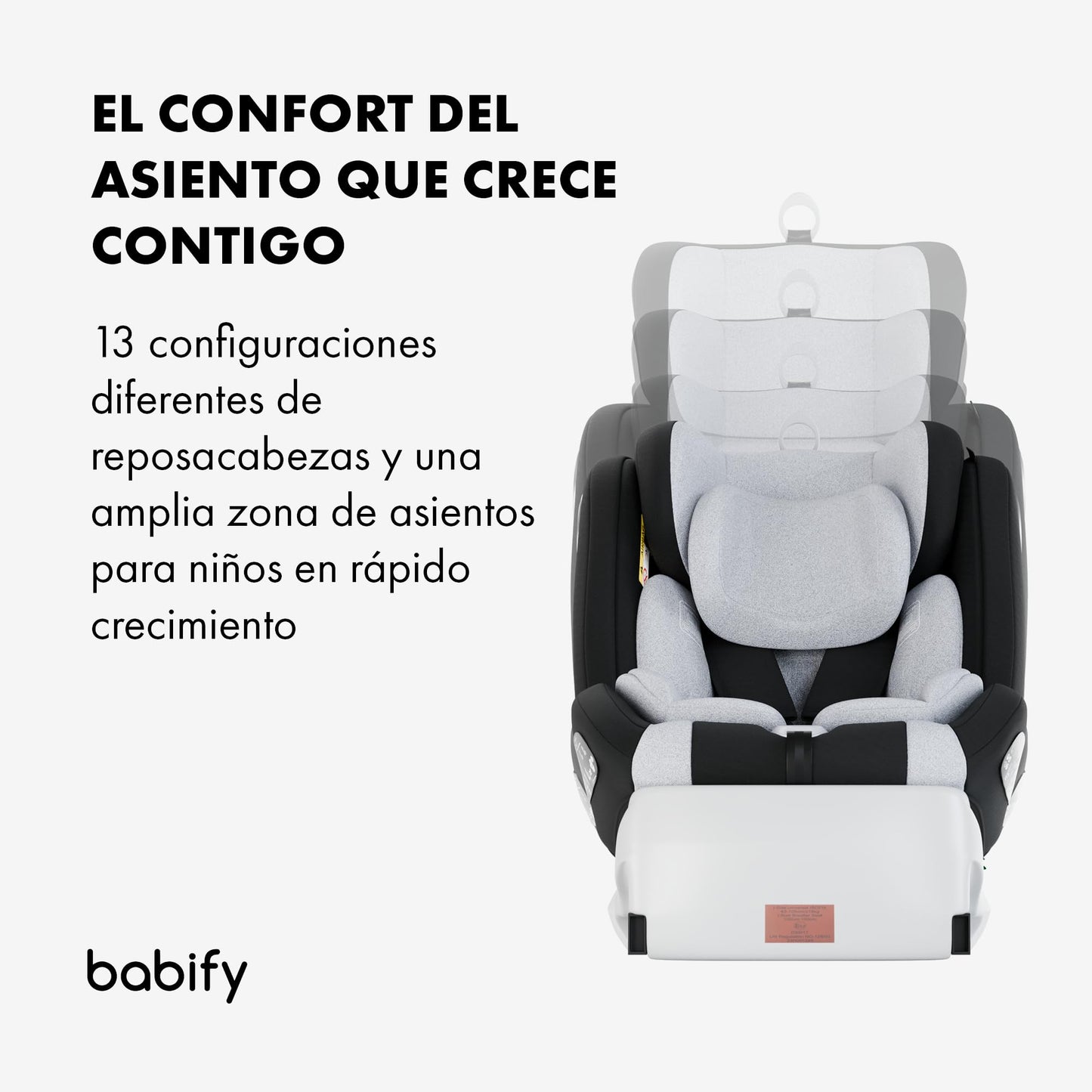 Babify Onboard Silla de Coche Isofix para Bebés y Niños, 0 Meses - 12 Años, Apta Desde 40-150 cm Ajustable 360º, Asiento Portátil y Seguro i-Size ECE R129